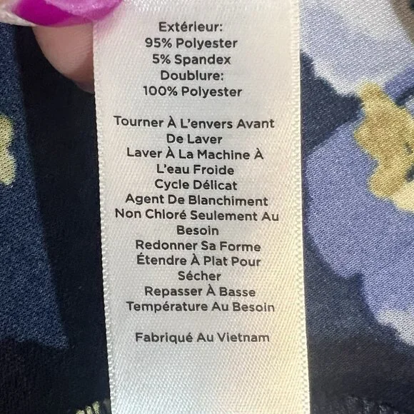 TALBOTS Women’s Midi Dress Size 8 FLORAL JERSEY TWIST FIT & FLARE Blue Stretch - Picture 12 of 12